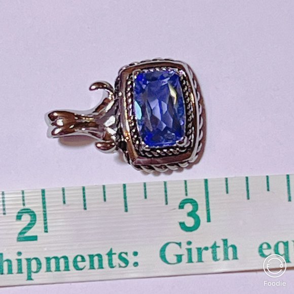 NEW Blue Cushion Cut GEMSTONE Silver Pendant - 925 SILVER - Picture 4 of 8